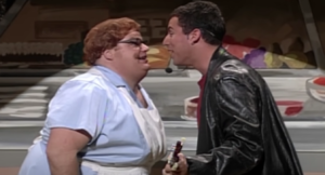 Adam Sandler and Chris Farley - 'Lunch Lady Land' on Saturday Night Live in 1994